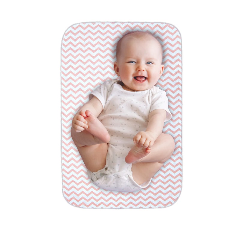 Lessy Messy Waterproof Baby Changing Pad for Dresser - Extra Large Diaper Changing Mat | High-Temperature Safe & Easy to Clean | Portable Travel Changing Pad (Peach Chevron) - Image 1